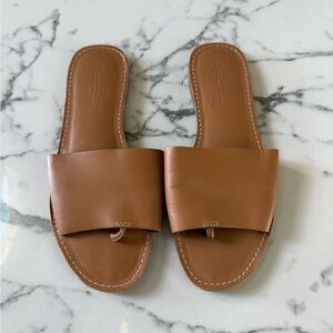Madewell The Boardwalk Post Slide Sandal in Leather